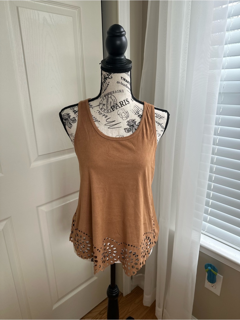 Brown Tan Suede-Like Tank Top